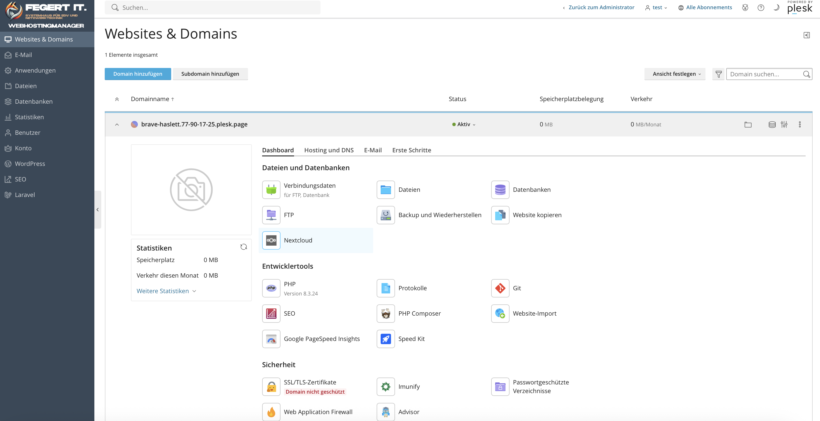 Plesk Webhosting Manager